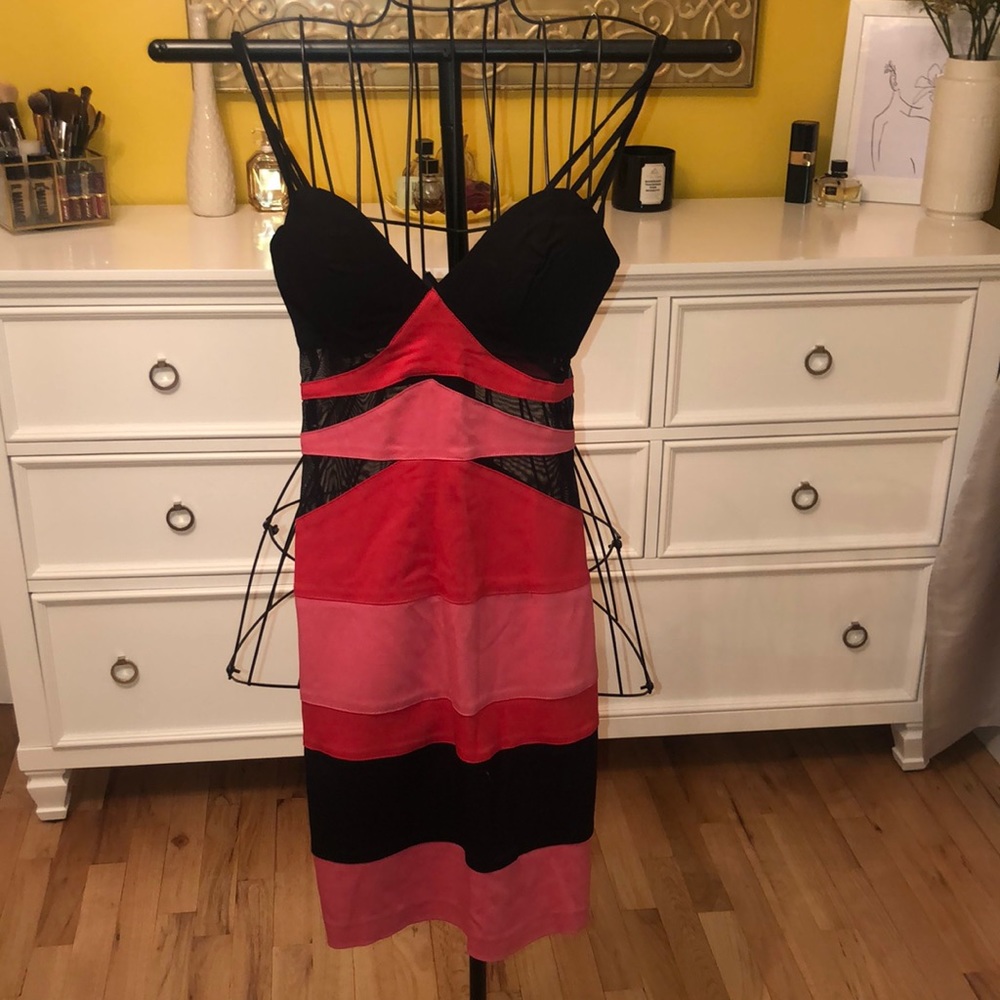 Colorblock pink and red cotton dress!